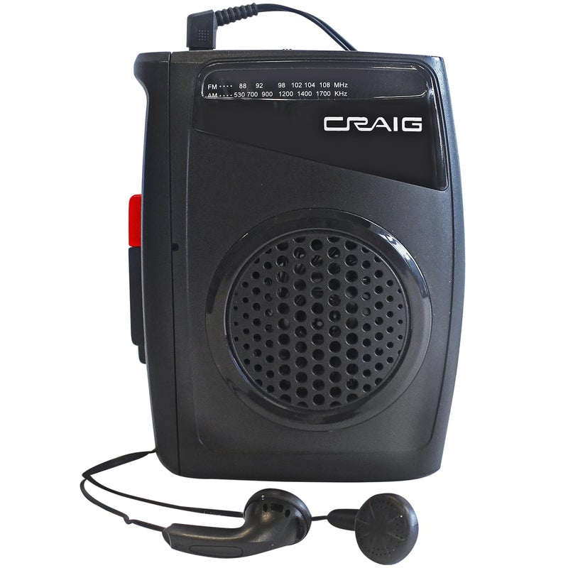 Craig Stereo Cassette Player/Recorder with Earphones: Portable AM/FM Radio & One-Touch Recording System - Image 1